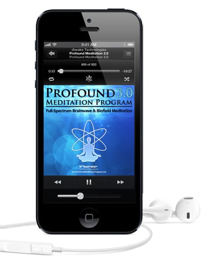 iphone showing Profound Meditation Program 3.0 playing